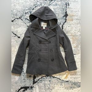 New gray American rag hooded pea coat XS